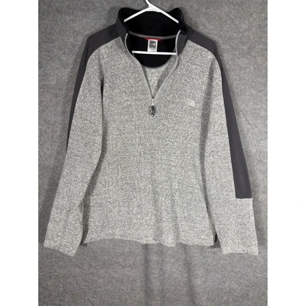 The North Face Gordon Lyons Mens XL Heather‎ Grey Black Quarter Zip Fleece